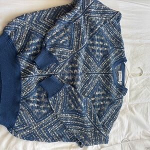 Blue and White Patterned Sweater